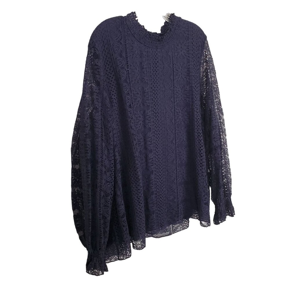 Sheryl Crow NWT Plus Size 3X Top Open Lace Overlay Romantic Feminine Ruffle